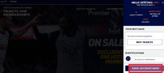 View Account Menu로 이동