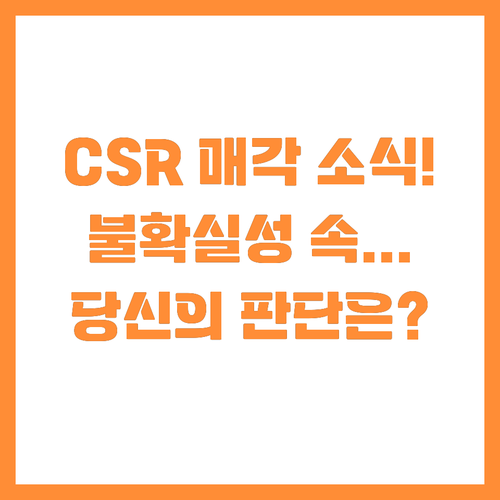 CSR 매각 소식 불확실성 속 독자의..