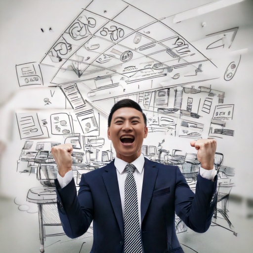 합격하고 환호하는 취업 준비생