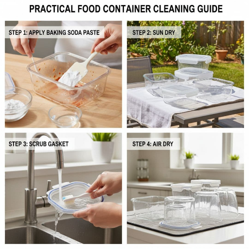 식품 보관 용기 관리, 냄새와 얼룩 제거하는 세척법