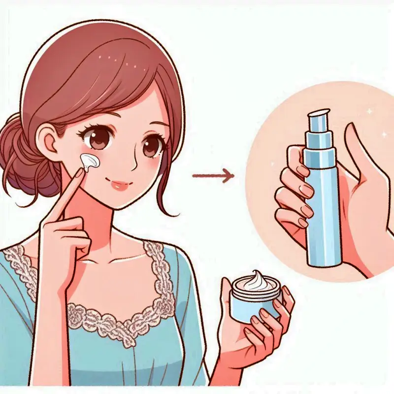 기분좋게 화장품을 바르는 사람