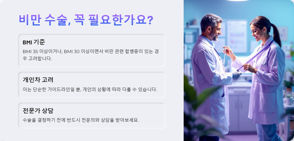 비만 수술 종류와 장단점 비교