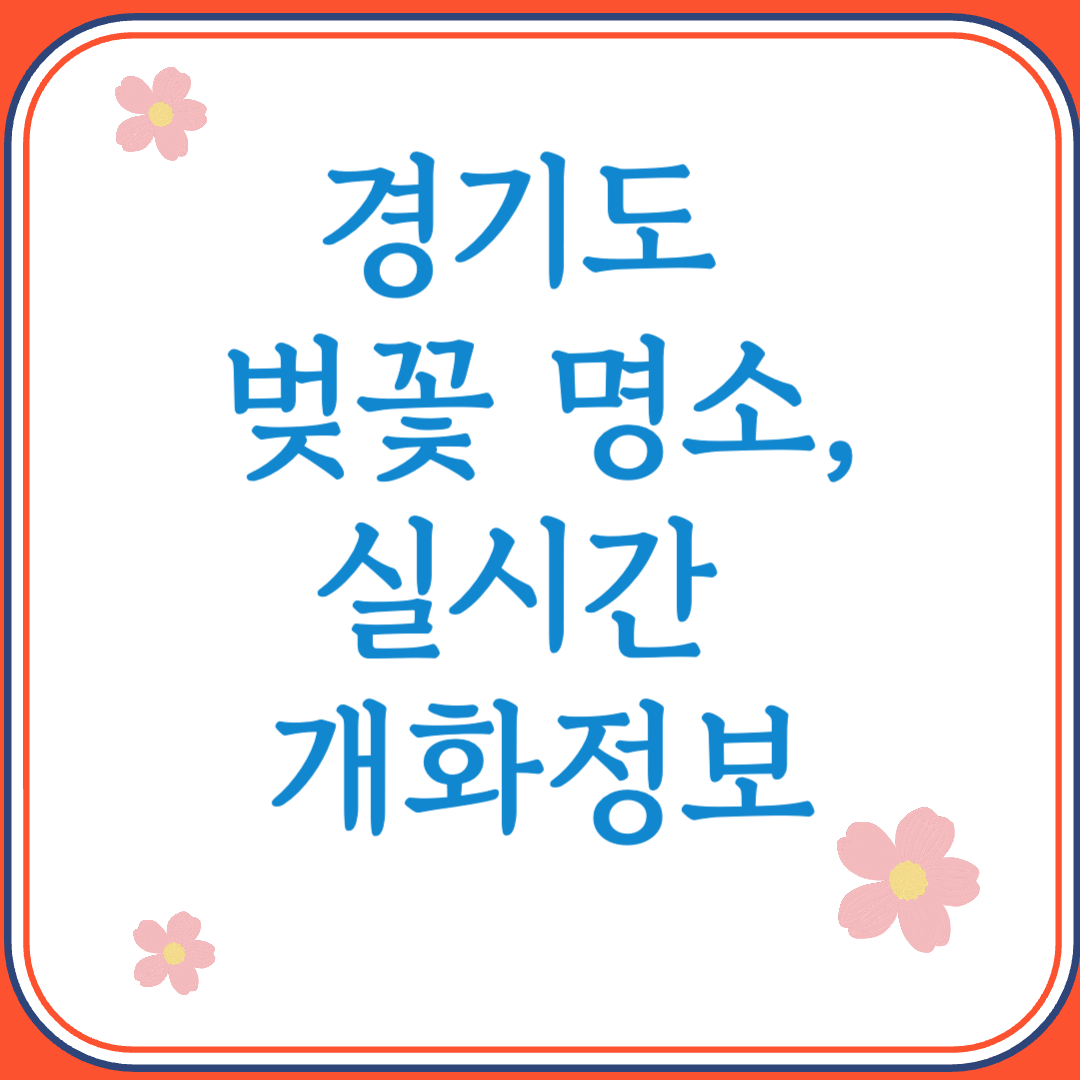 2025년 경기도 벚꽃 명소 실시간 개화정보