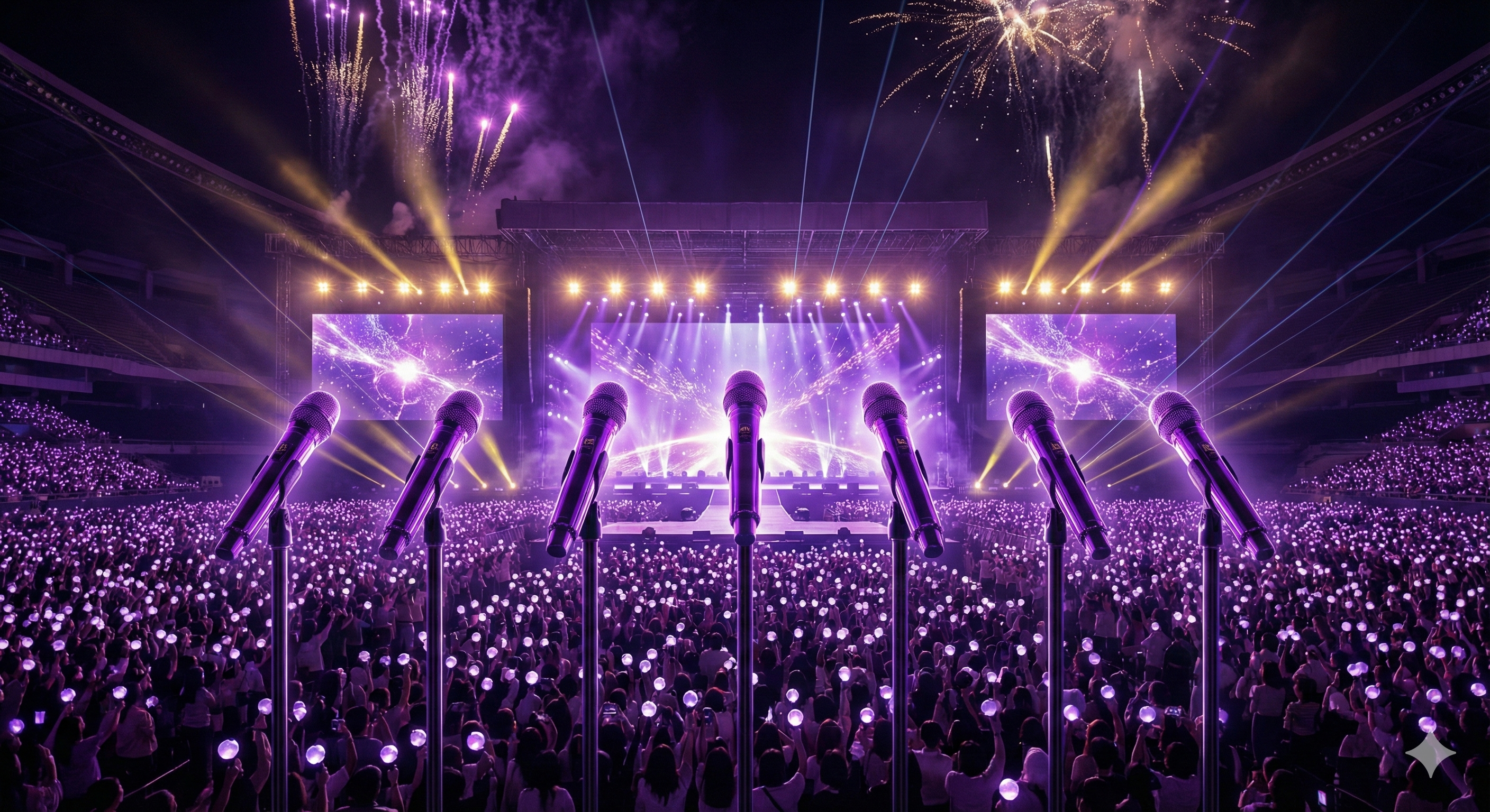 보라색 물결의 감동 7개의 마이크와 아미(ARMY)의 기다림