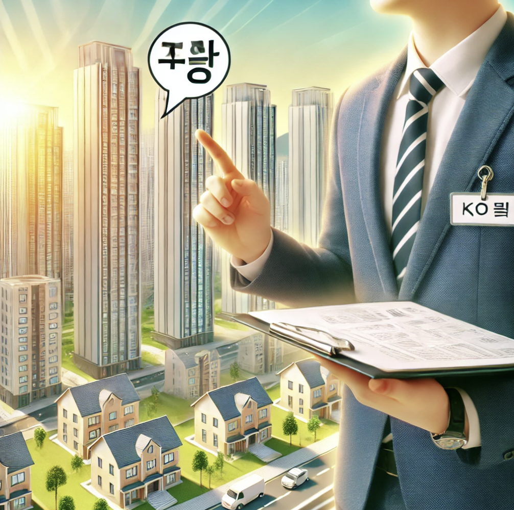부동산 매물을 설명하는 부동산 중개인의 모습