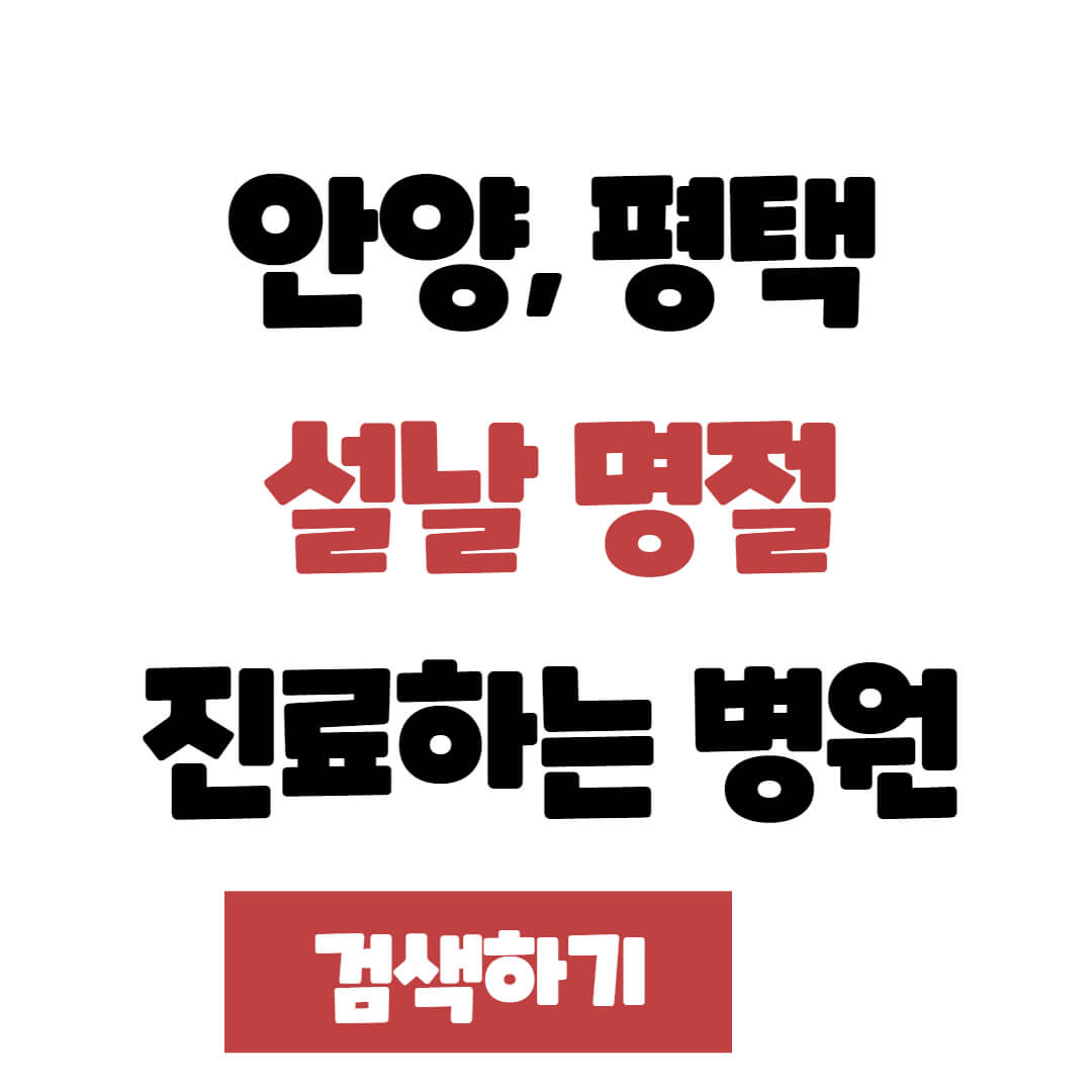 안양시 평택시 설날 명절 연휴 진료하는 병원, 약국, 응급실 찾는 방법