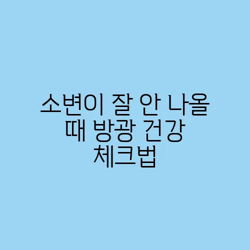 소변이 잘 안 나올 때 방광 건강 체크법