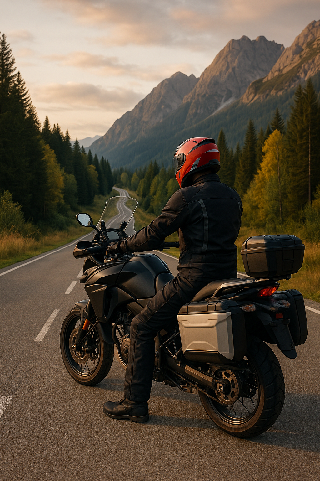 바이크 타고 여행중인 라이더