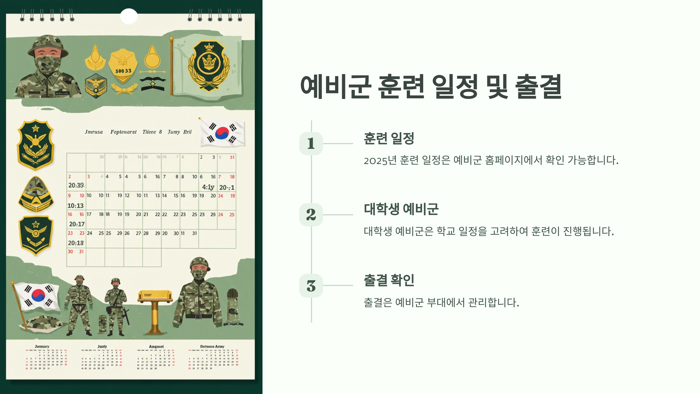 예비군 훈련 일정 및 출결