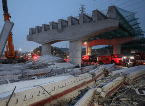 시흥 고가차로 교량 상판붕괴 현장01