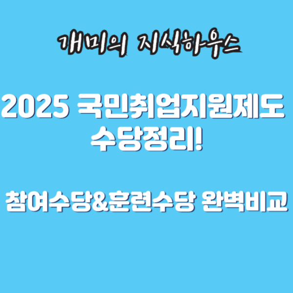 2025국민취업지원제도 수당정리