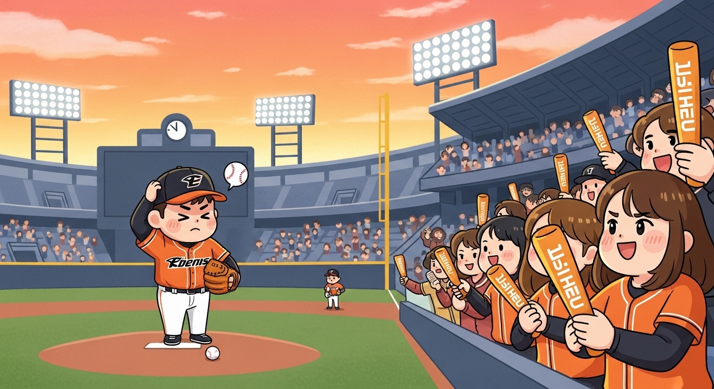 류현진의 아쉬운 투구에 대한 이미지 일러스트