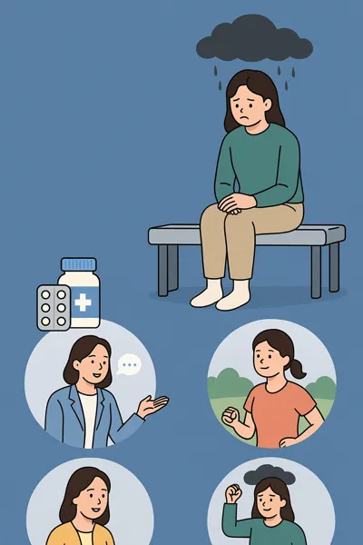 우울증 환자 돕는 손길과 회복 장면