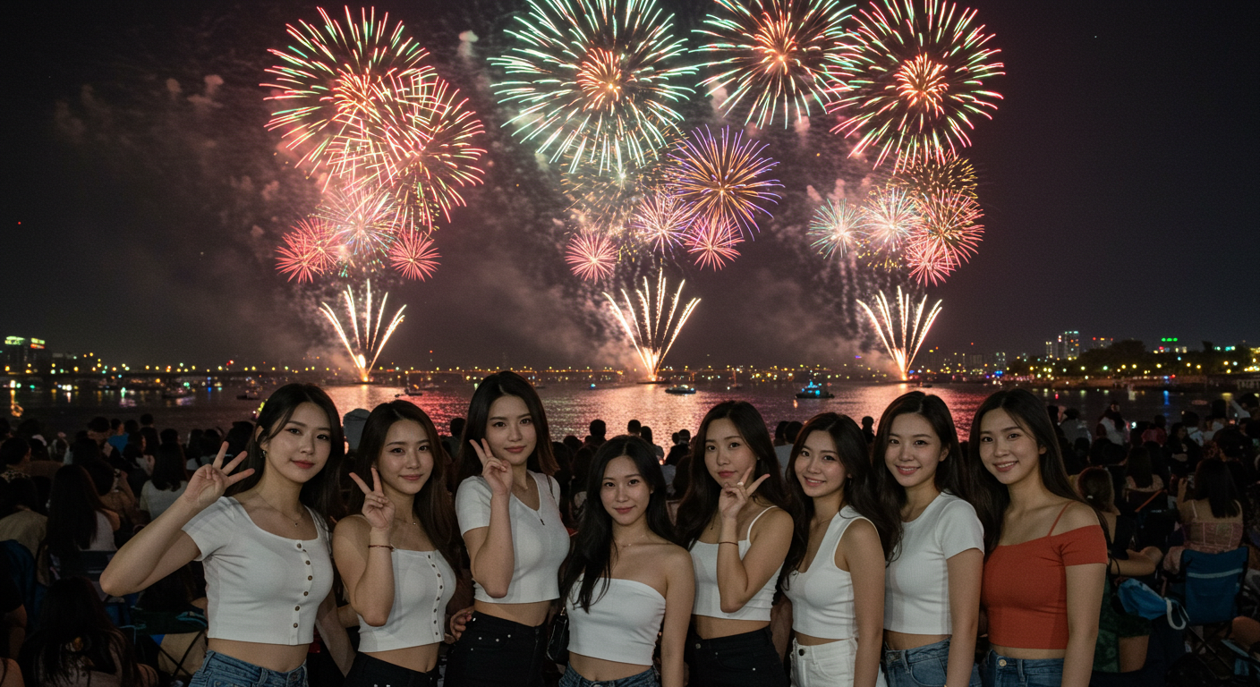 볼꽃놀이를 즐기는 여자들