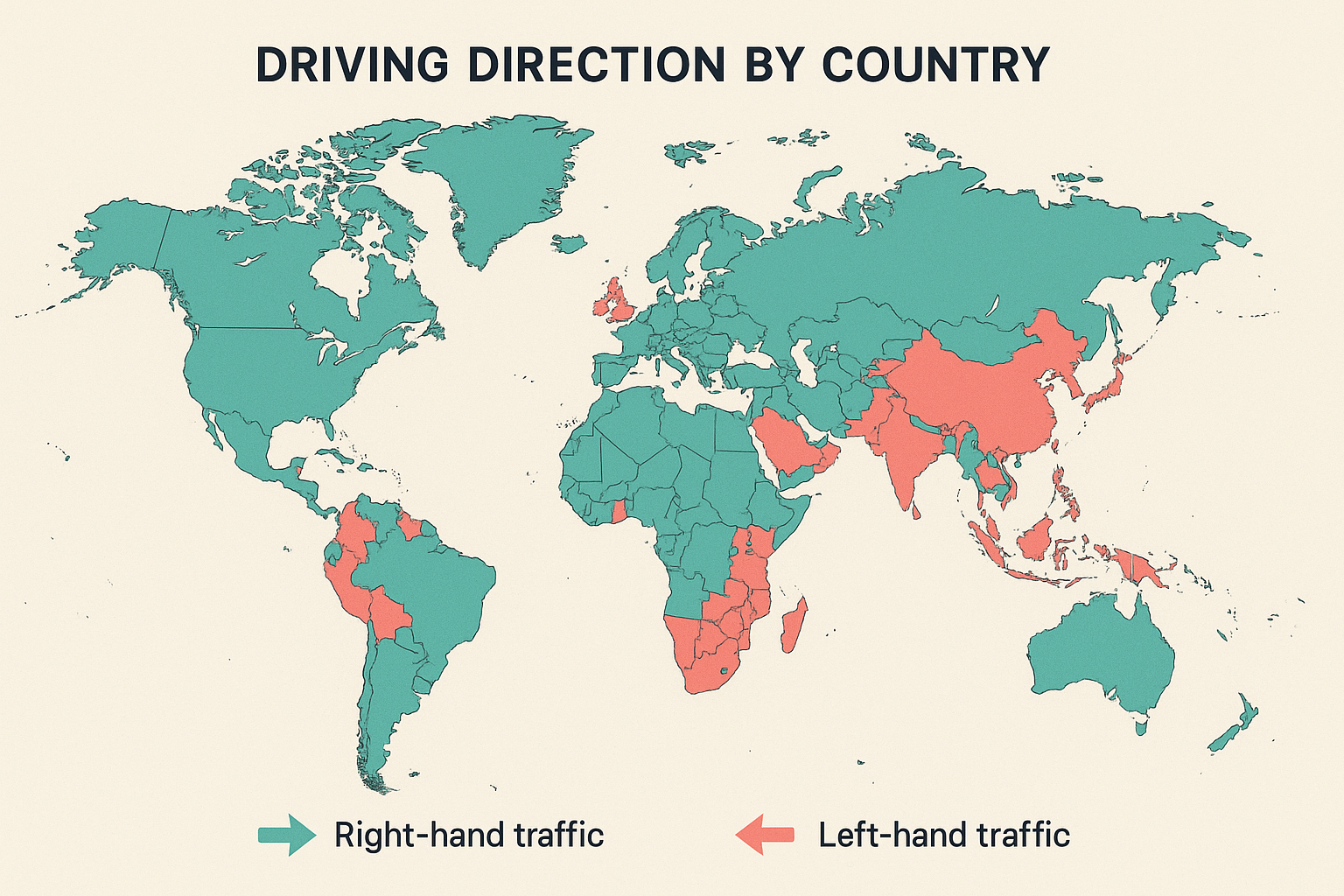 국가별 주행 방향 총정리 (왼쪽/오른쪽 운전 구분)
