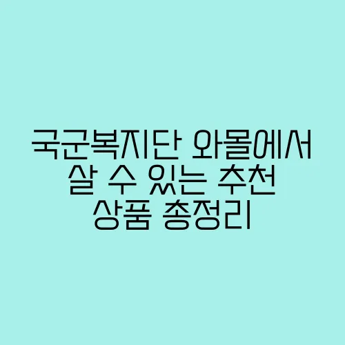 국군복지단 와몰에서 살 수 있는 추천 상품 총정리
