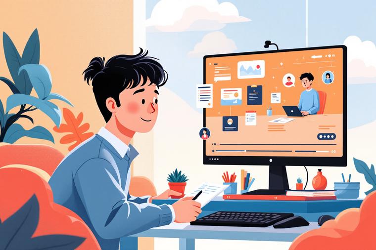 온라인 코딩파티 참여하여 보고 있는 청소년