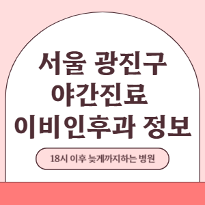 서울 광진구 야간진료 이비인후과 병원 (18시 이후 늦게까지하는 병원)