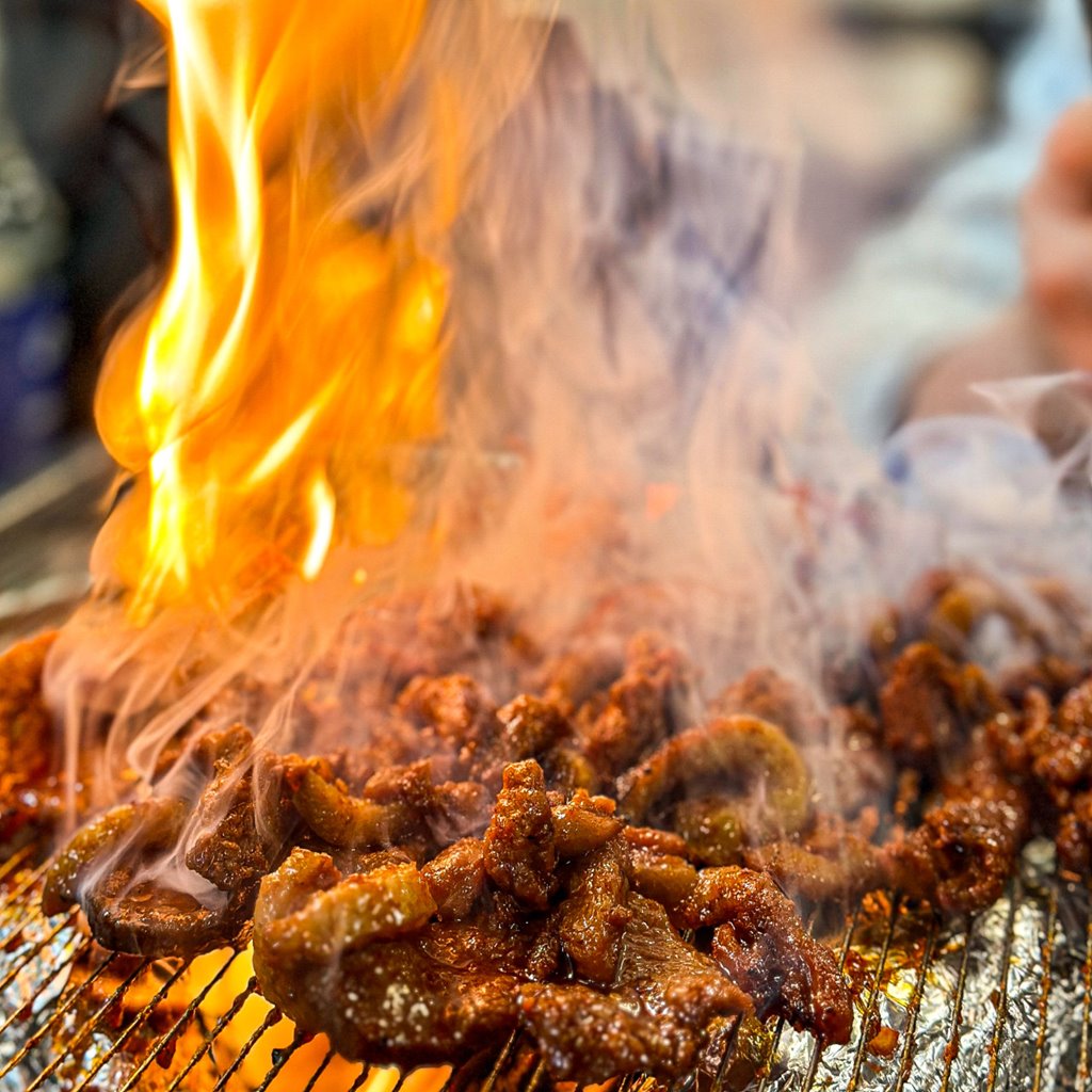 자주오리숯불구이