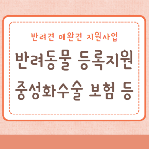 반려동물 등록지원 중성화수술비 동물보험