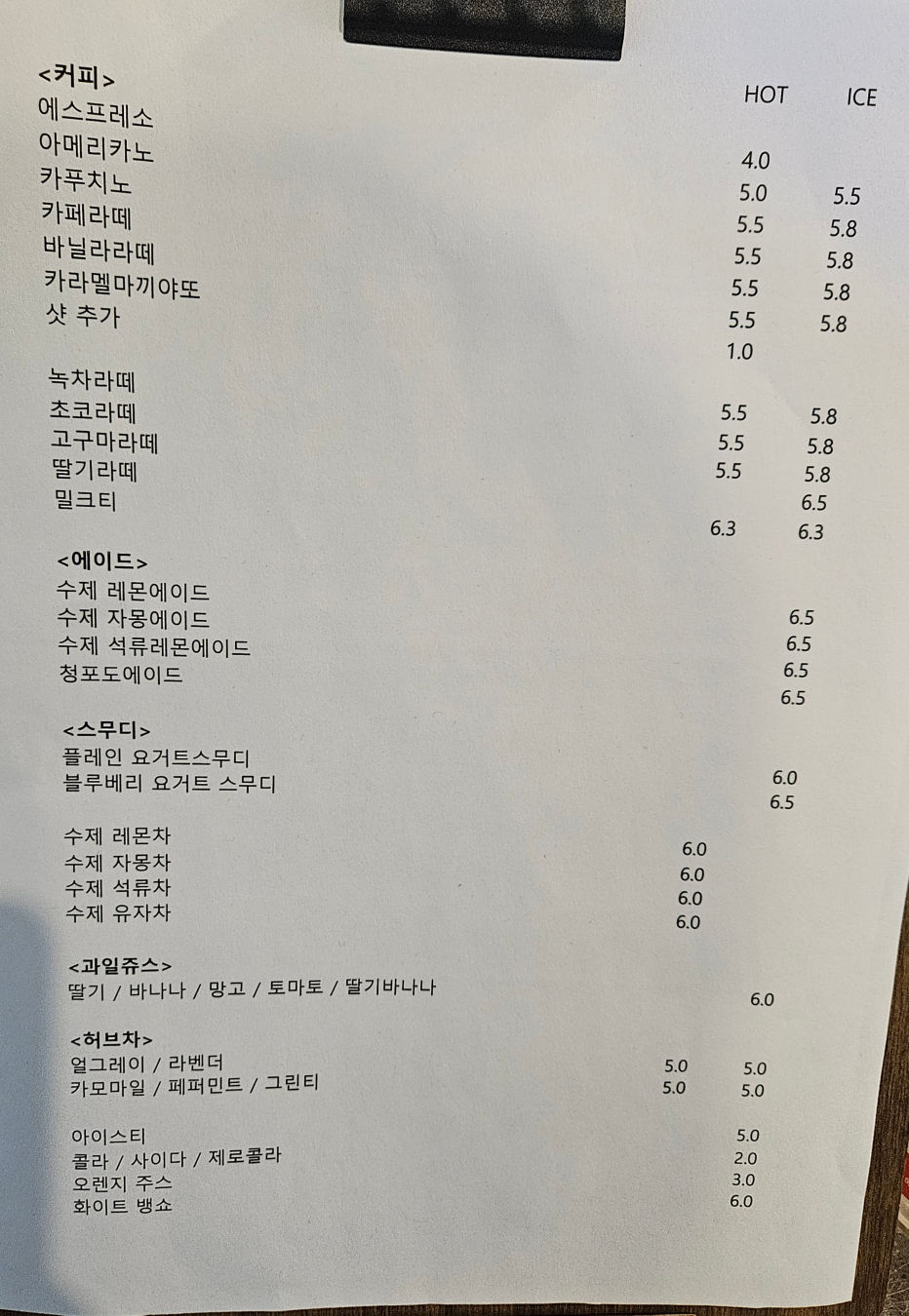 안나의 정원 메뉴구성