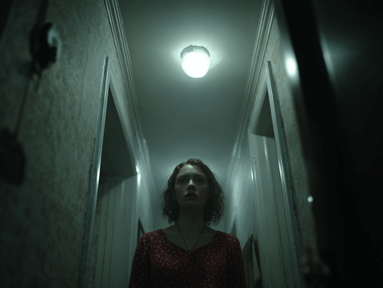 어두운-복도에-서-있는-여성