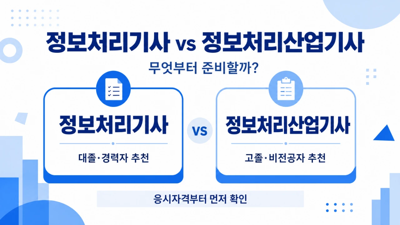 정보처리기사와 정보처리산업기사 선택 기준을 비교한 대표 이미지