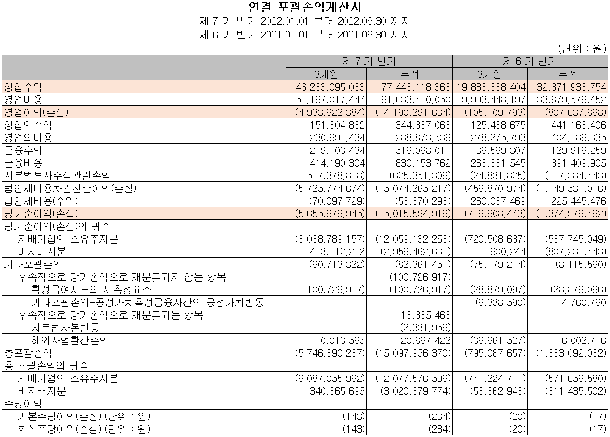 위지윅스튜디오 - 손익계산서