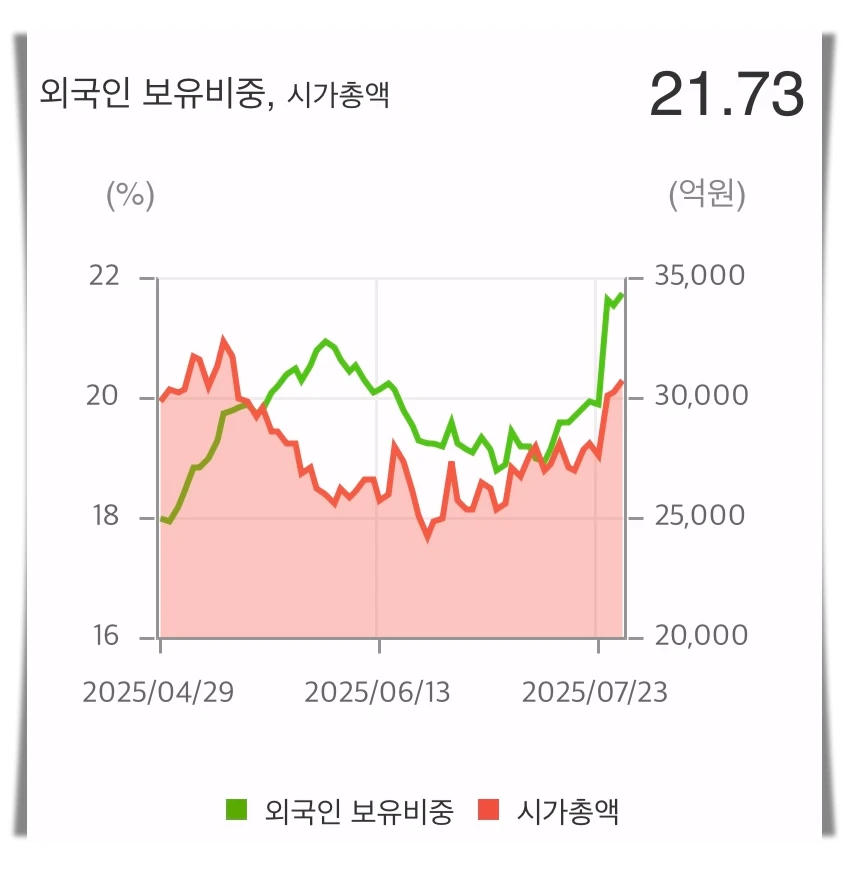 한화비전-외국인-보유비중-그래프