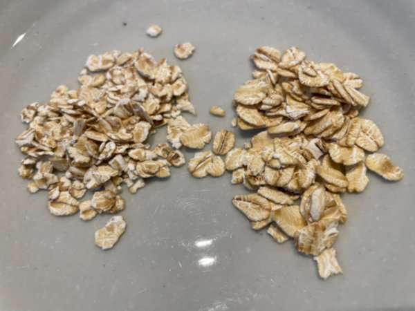 플라하반 유기농 오트밀 &amp; 점보 오트밀 크기 비교