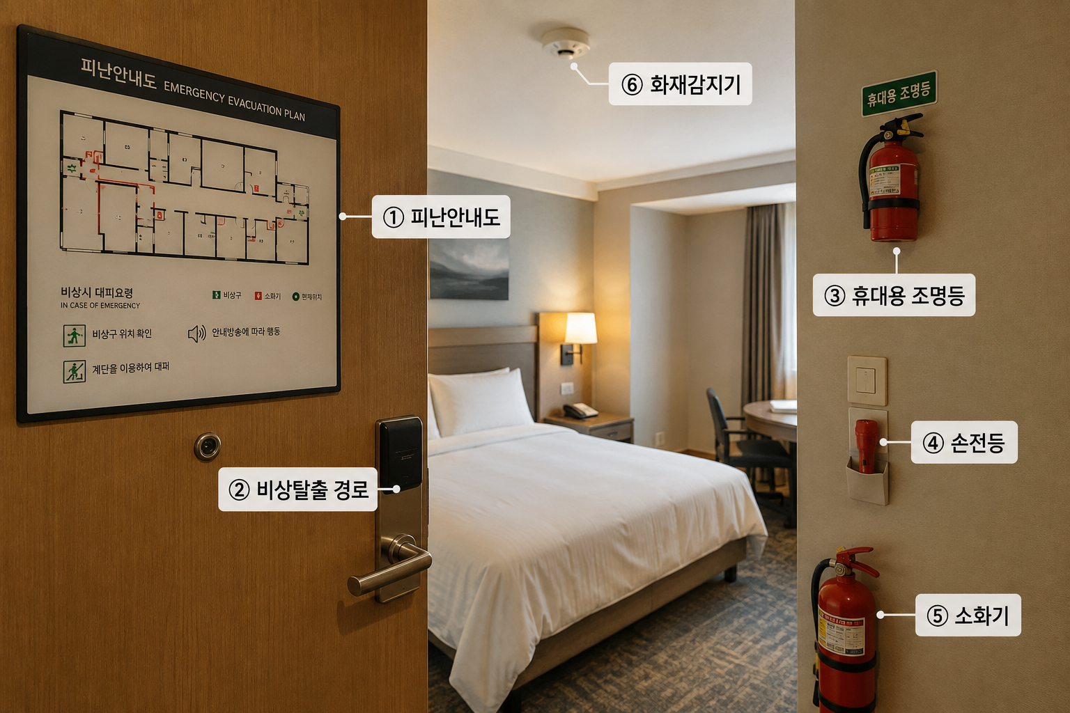 호텔 객실에 들어가면 가장 먼저 확인해야 할 것은? 놓치기 쉬운 안전시설 알아보기