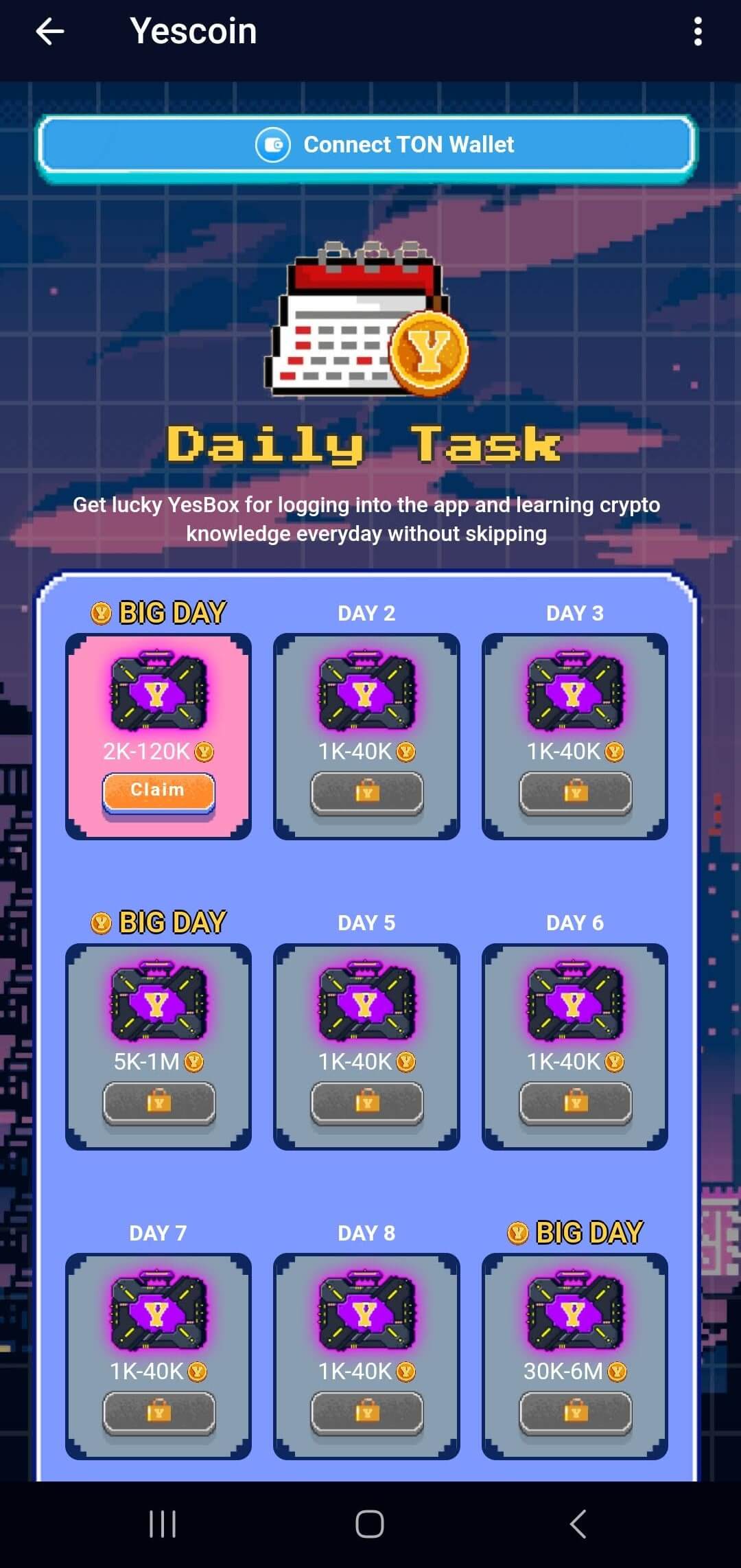 Yescoin Daily task