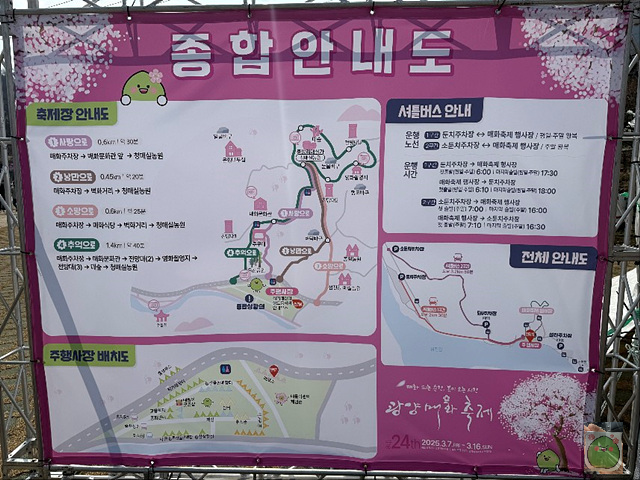 2025 광양매화축제 개화상황 주차장 실시간 입장료