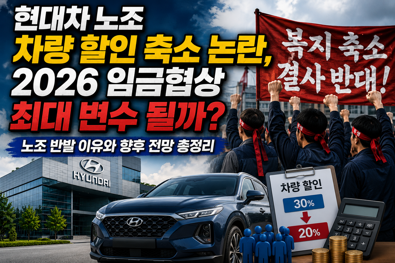 현대차 노조 차량 할인 축소 논란, 2026 임금협상 최대 변수 될까? 노조 반발 이유와 향후 전망 총정리 관련 사진