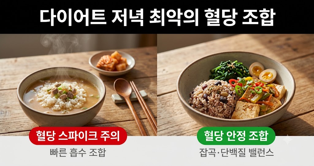 다이어트 저녁 혈당관리, 흰쌀밥 국물 조합 이렇게 바꿔보세요