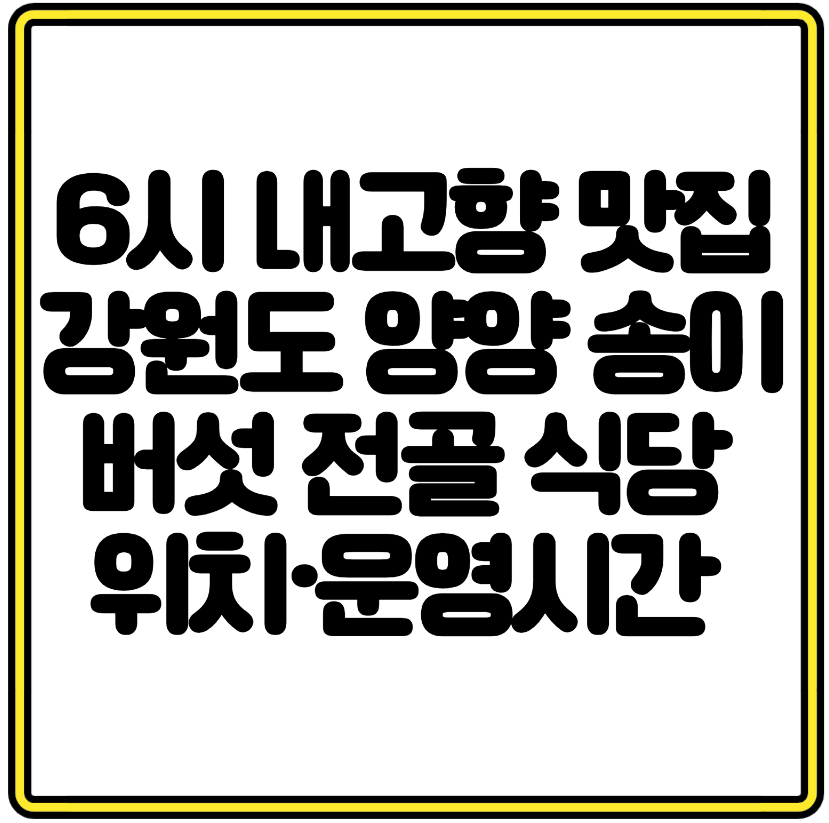 6시 내고향 맛집 강원도 양양 송이버섯 전골 식당 위치&middot;운영시간 정리