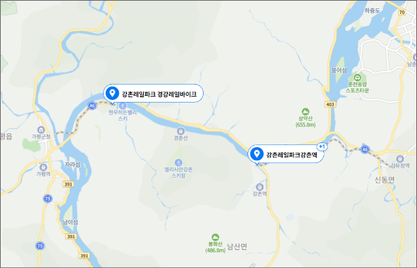 가족들과 봄나들이 갈만한 곳 관광 명소- 강촌레일파크 지도