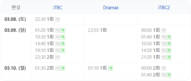 JTBC 토일드라마 협상의 기술 편성표