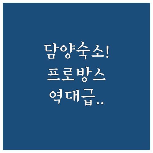 전남 담양 여행 숙소 위치와 특징 총..