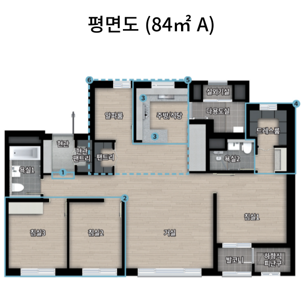 동탄 꿈의숲 자연앤데시앙 평면도 84A 타입