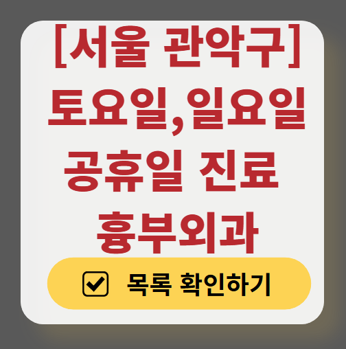 서울 관악구 주말 토요일 일요일 흉부외과 진료 병원 목록 ❘ 공휴일 진료 영업 병원 리스트 찾기