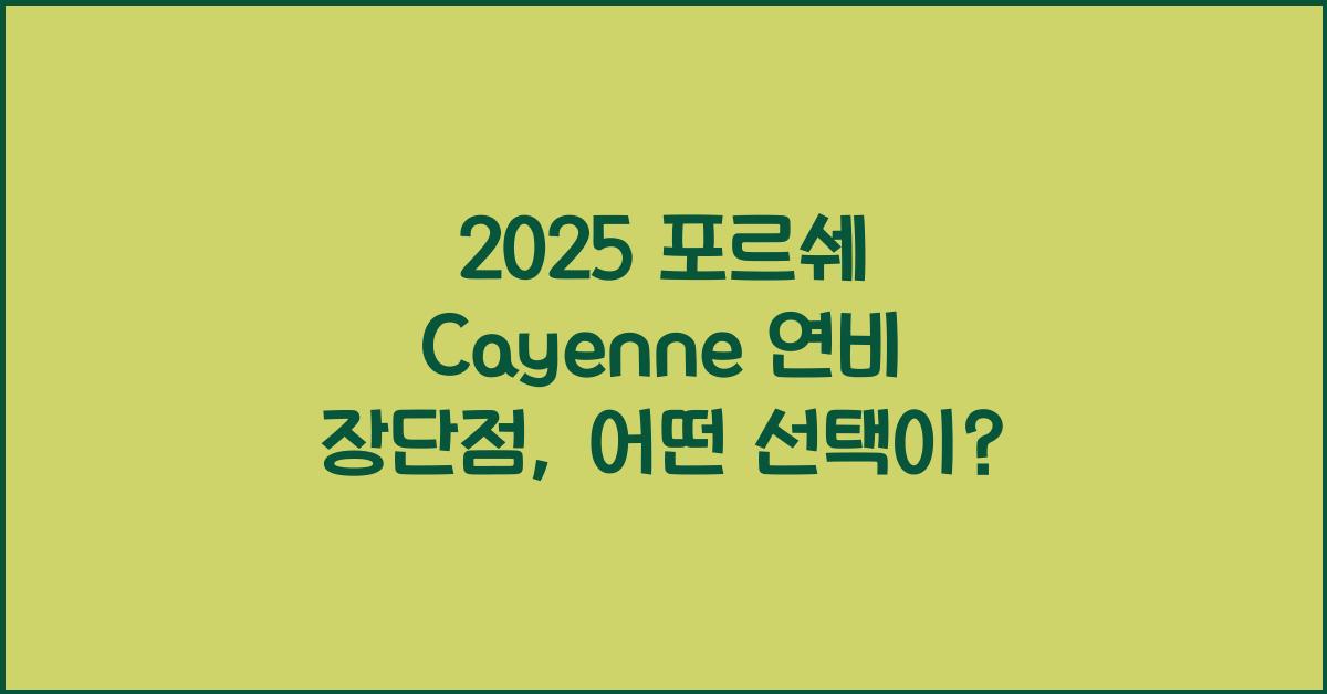 2025 포르쉐 Cayenne 연비 장단점
