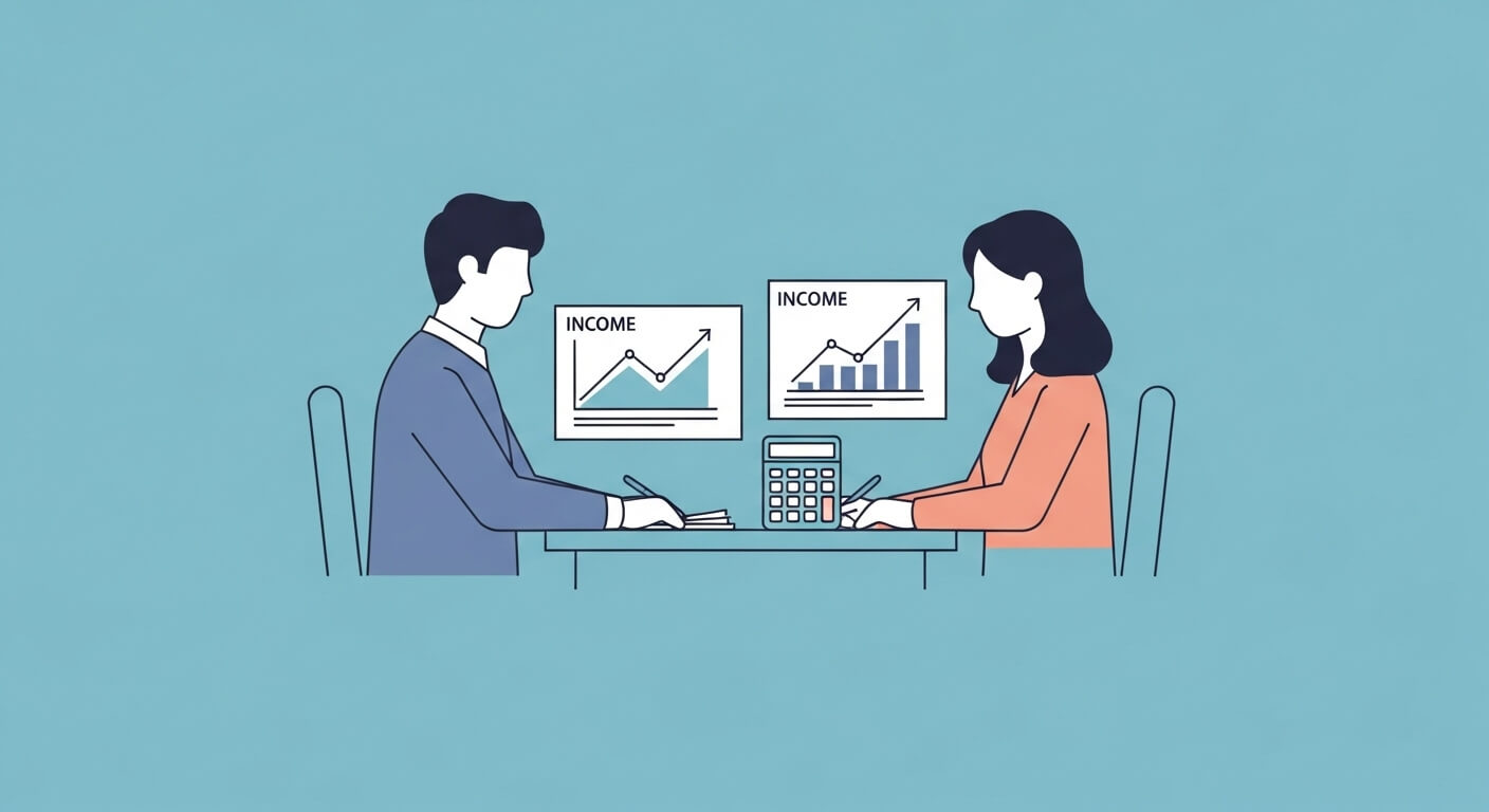 가구형태별 소득과 재산 기준을 꼼꼼히 점검하는 모습을 표현한 장면2로, 지원 자격을 명확히 확인할 필요가 있습니다.