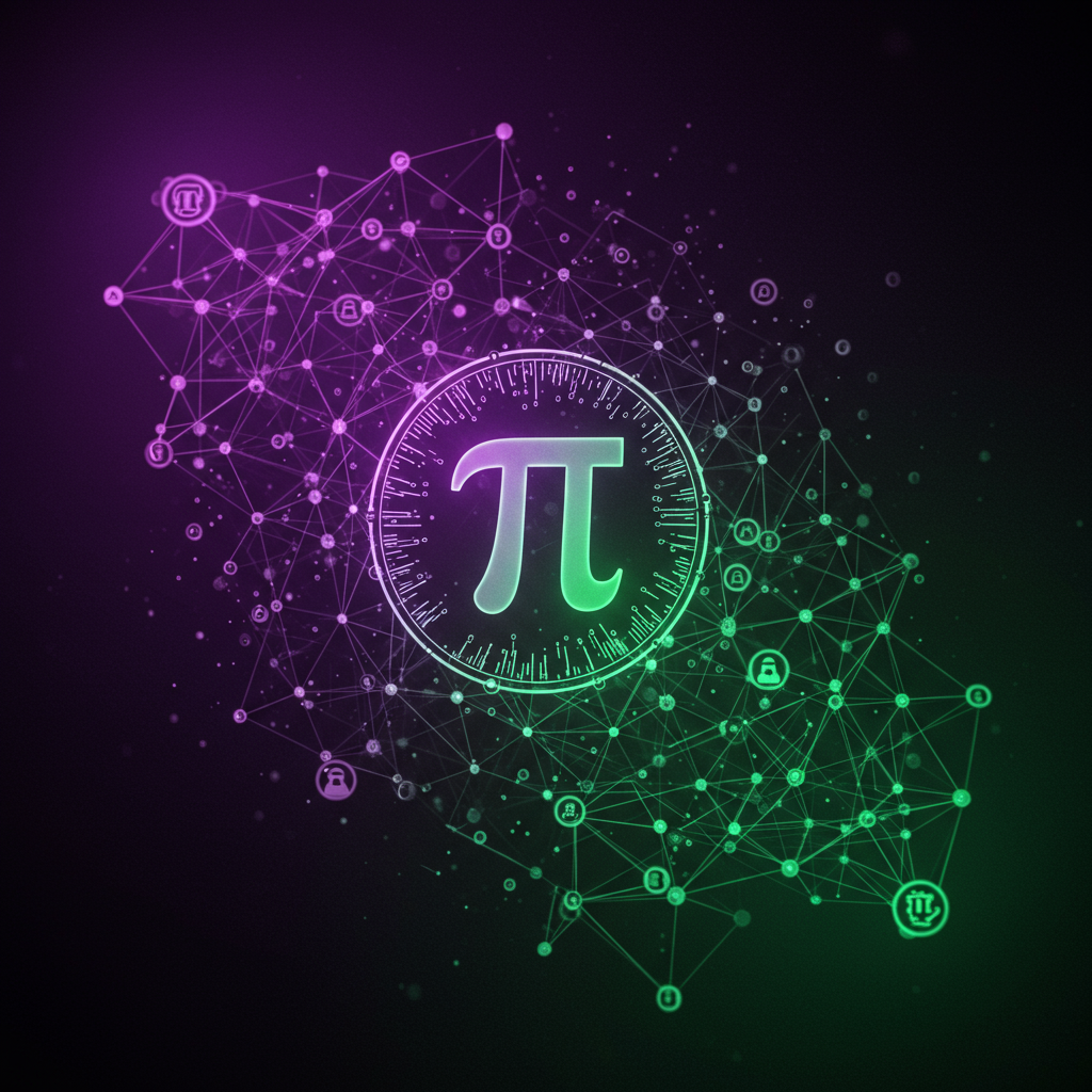 파이 네트워크 노드와 파이코인 기호가 빛나는 모습