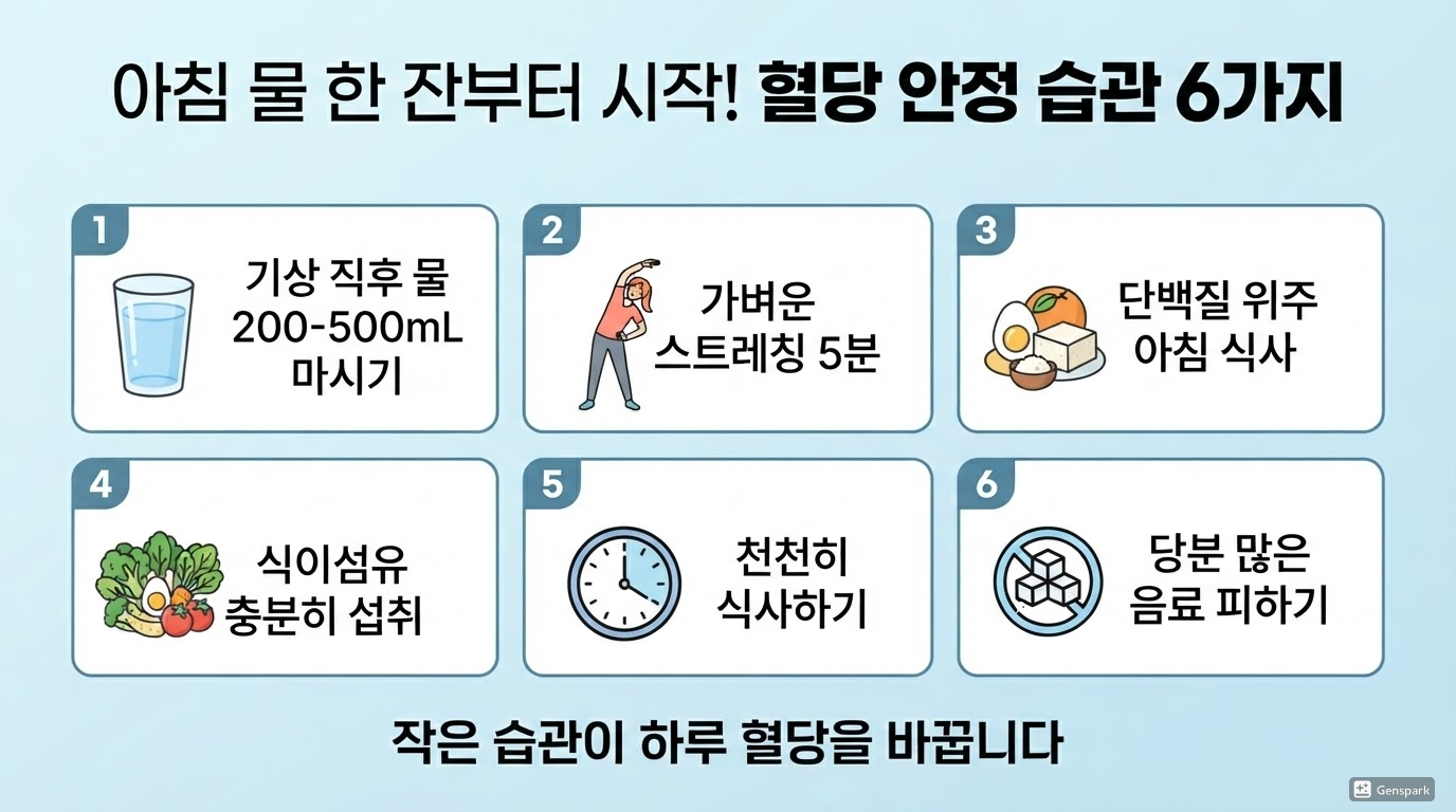 아침 물 한 잔부터 시작! 혈당을 안정적으로 유지하는 좋은 습관 6가지