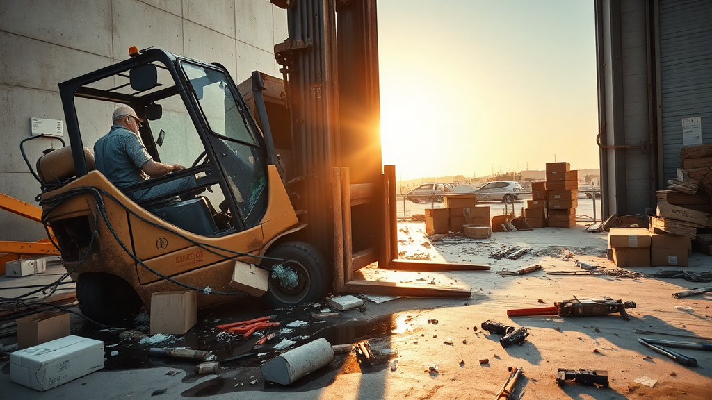 지게차-전도-충돌사고