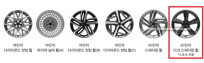 2026 G80 18인치 다이아몬드 컷팅 휠, 19인치 하이퍼 실버 휠, 19인치 다이아몬드 컷팅 휠, 20인치 스퍼터링 휠, 20인치 다크 스퍼터링 휠 디자인