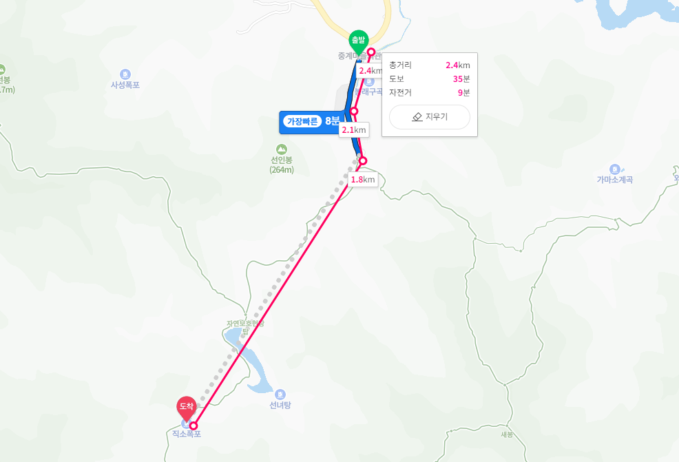 직소폭포 이동경로