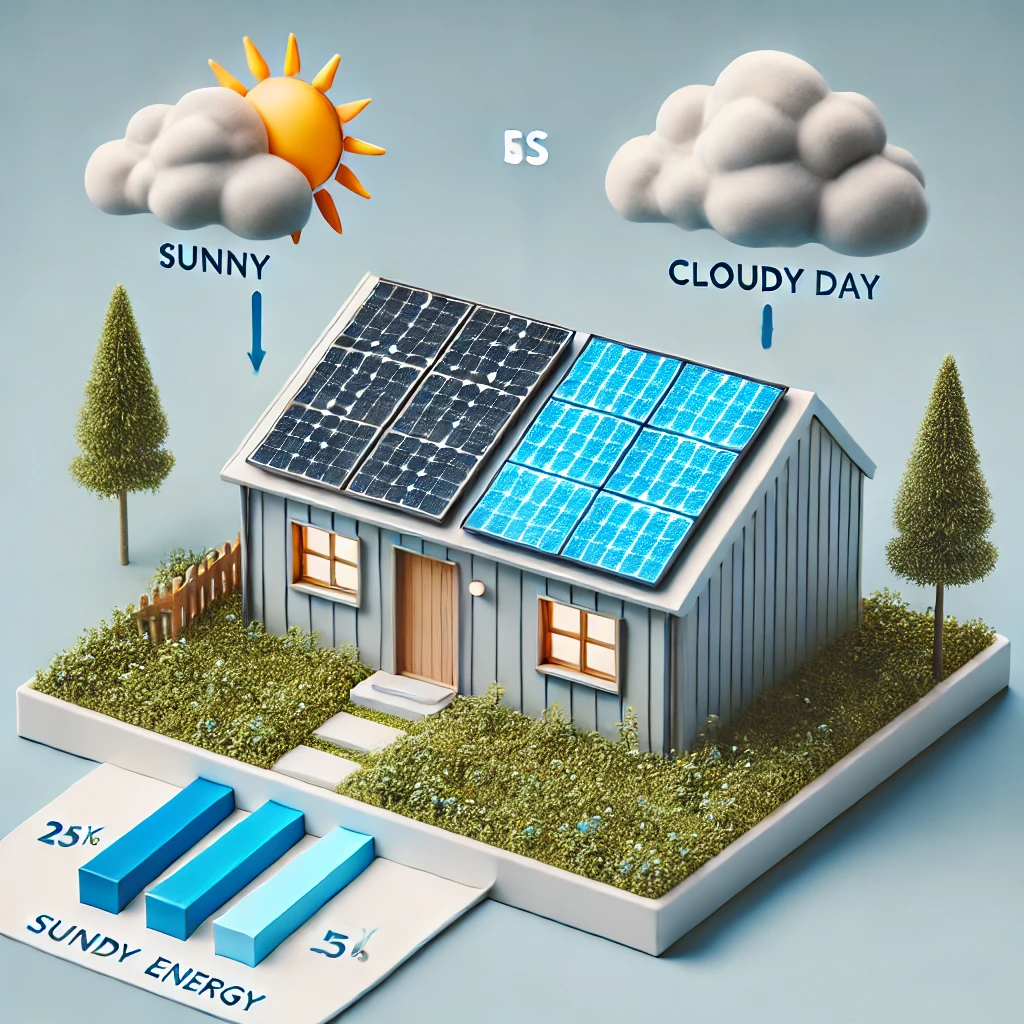 미니 태양광 패널이 흐린 날과 맑은 날의 발전량 차이 비교