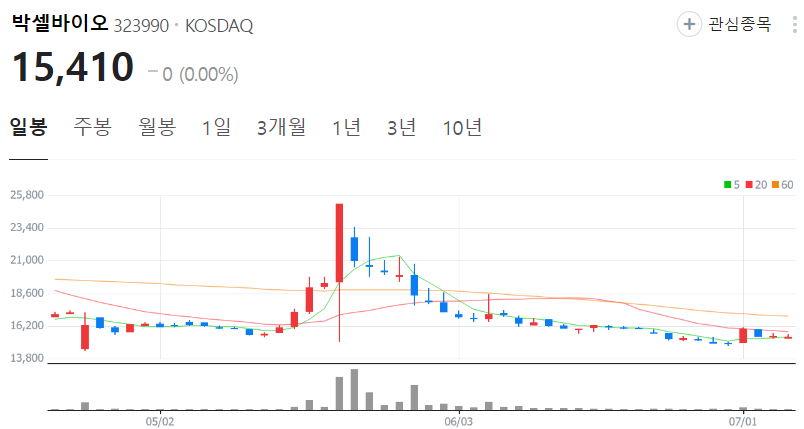 박셀바이오-주가-일봉